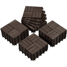 Pack of 27 Wood Interlocking Flooring Tiles Deck Tiles for Outdoor  Indoor