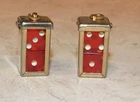 Tiny Pair of Dice Stacked Goldtone Dangle Earrings Casino Costume Jewelry