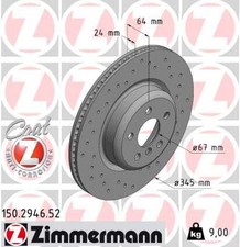 2x ZIMMERMANN Bremsscheibe SPORT Z 150.2946.52 für BMW 5er G30 F90 3er G20 G80