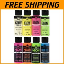 Non-Toxic Neon Glow Paint Set - 8 Fluorescent Colors