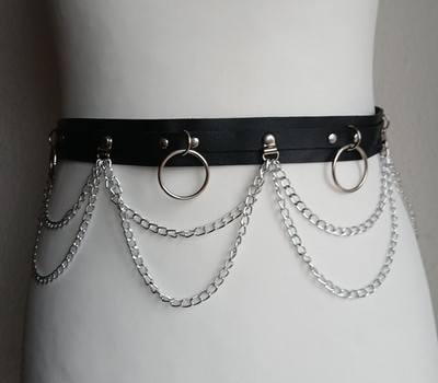 Gothic Gürtel Schwarz Silber Punk Alternative Taliengürtel emo style belt