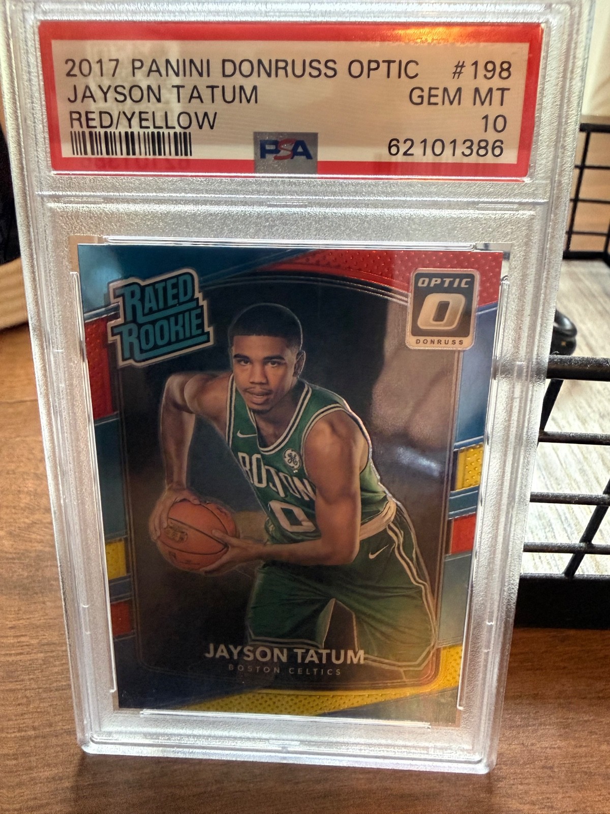 2017 PANINI DONRUSS OPTIC RED/YELLOW #198 JAYSON TATUM ROOKIE RC PSA 10