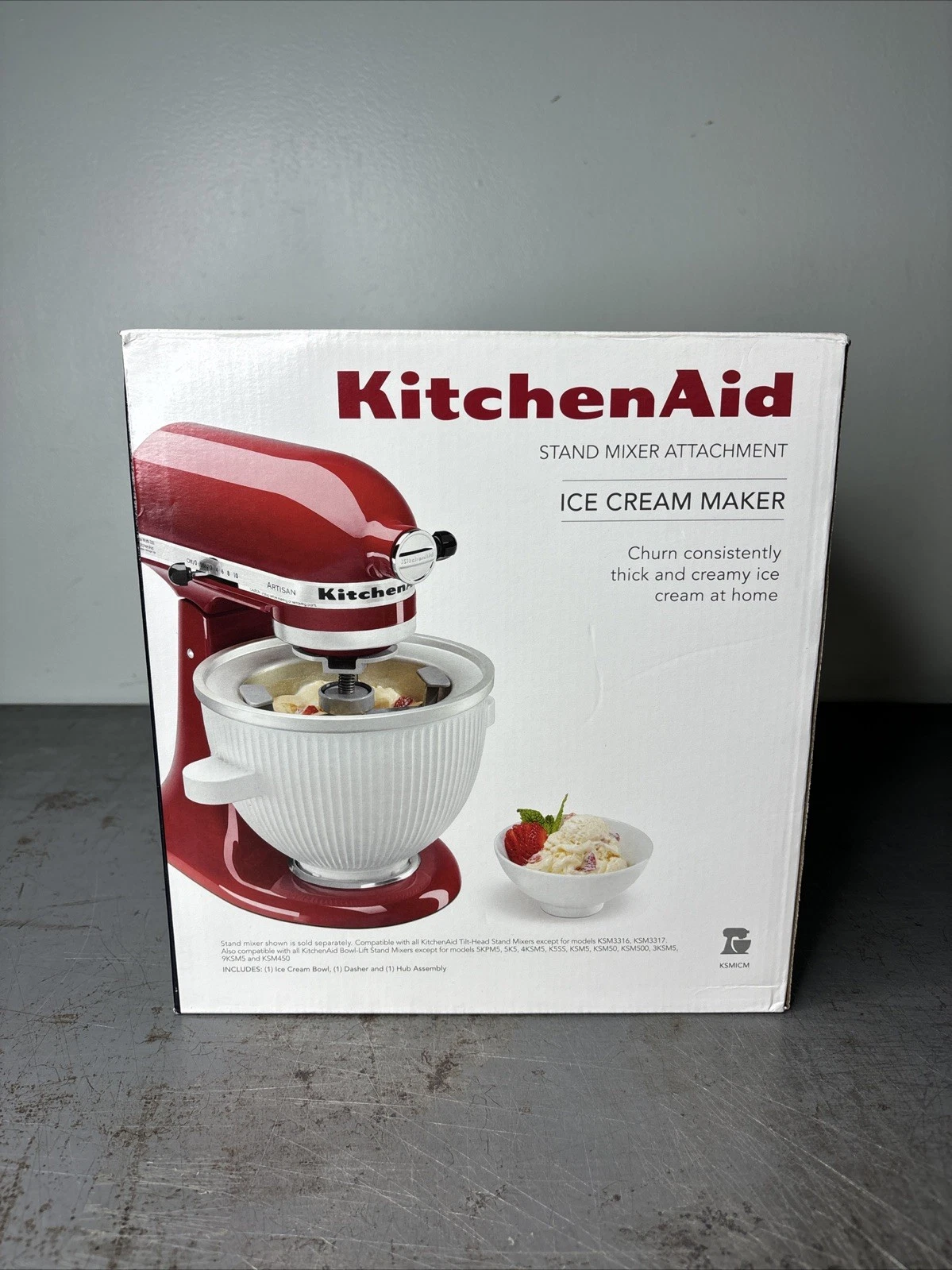 KitchenAid Ice Cream Maker Attachment for Stand Mixer 2 Quart KSMICM White NOB
Opens in a new window