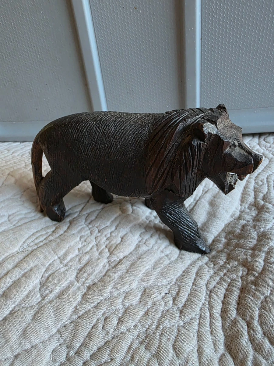 雕刻木狮子| eBay