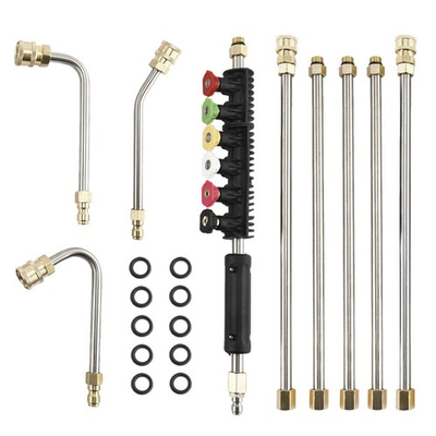 #ad Pressure Washer Extension Wand Set 6 Nozzle Tips 4000 PSI Curved Rod Silver $46.09