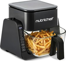 NutriChef 4 QT Air Fryer  Grill  7-1 Preset Cook Modes  Transparent Fry Bowl