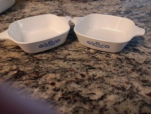 Corning Ware Set Of 2 BLUE CORNFLOWER P-41 Petite Casserole Dish Pan 