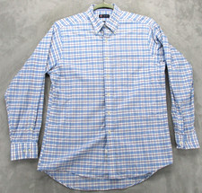 Chaps Dress Shirt Mens 16-16.5 34/35 Blue Plaid Classic Fit Oxford Wrinkle Free