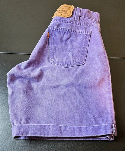 Vintage 90s Levi’s 560 Mens Purple Denim Orange Tab Shorts Made In USA SIze 31W - Picture 7 of 12
