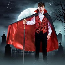 Vampire Costume Set, Halloween Party Vampire Cosplay Outfit with Cape, Shirt, Pa