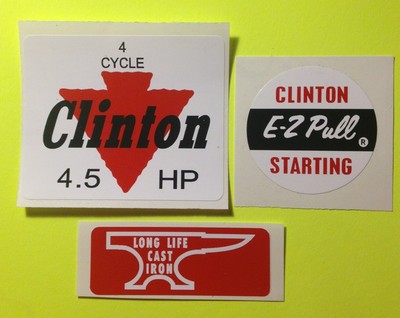 Clinton engine decal set  4 Cycle 4.5-hp E-Z Pull Anvil Set 3 Go Kart
