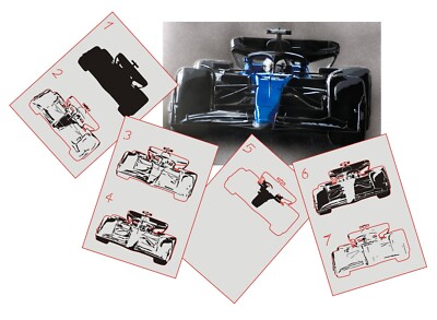 AS-369 Formel 1 Step by Step Schablone  für Acryl Airbrush Spray Wand Tattoo