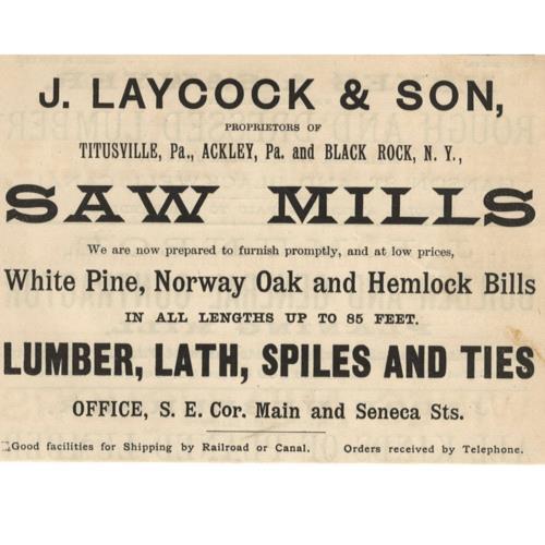 1886 BUFFALO BLACK ROCK SAW MILLS LUMBER LAYCOCK VICTORIAN ERA INDUSTRIAL SENECA - Bild 1 von 2