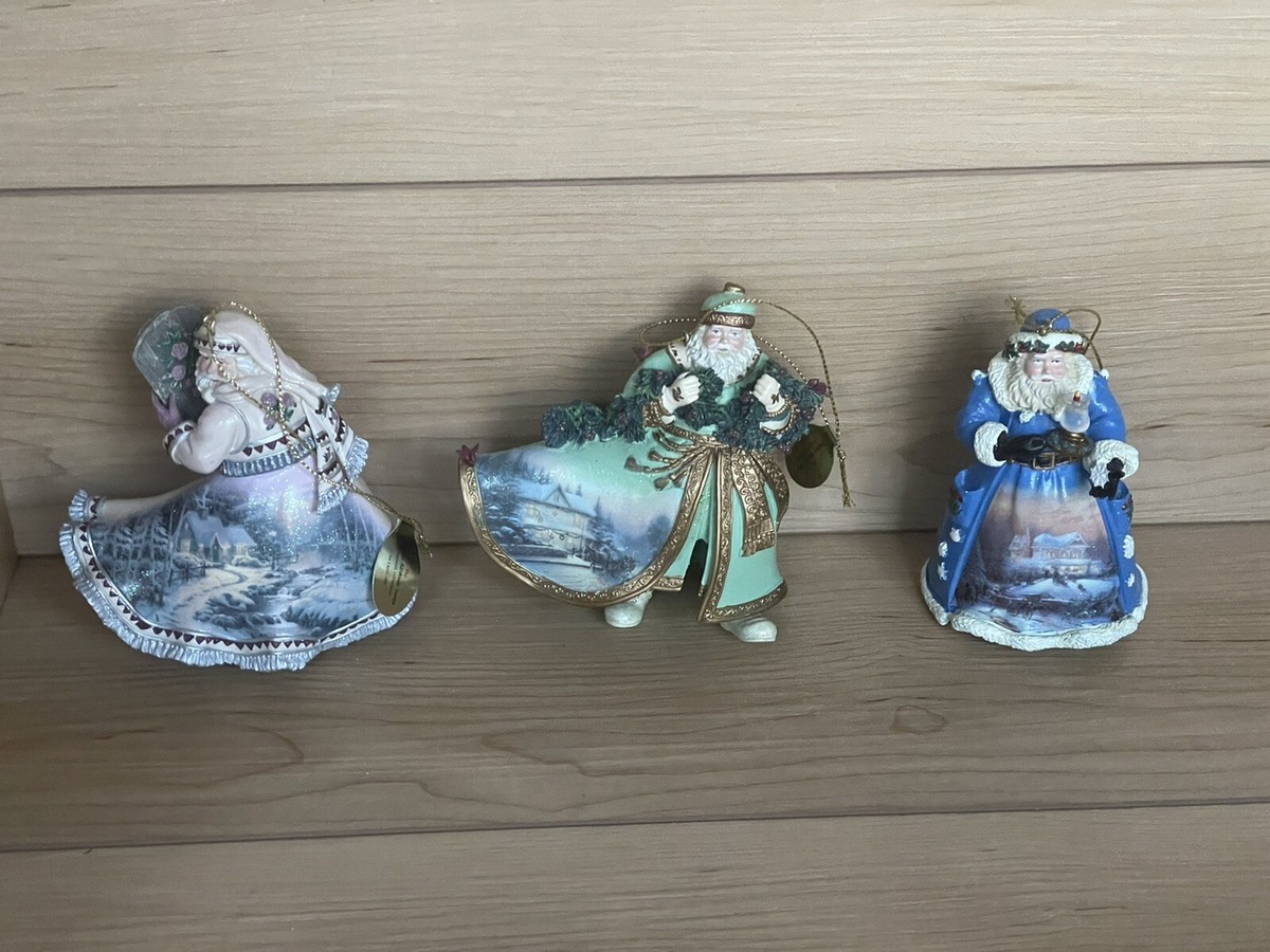 Thomas Kinkade Old World Santa Ornaments Set Of 3 #2 - 2008 Ashton