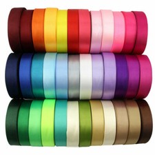 SATIN RIBBON DOUBLE SIDED VARIOUS COLOURS WIDTHS LENGTHS CRAFT SEWING CAKE CRAFT
