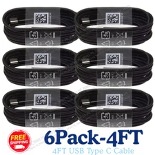 6Pack USB Type C Data Cable Lot 5A Fast Charging USB-A to USB-C Charger Cord 4ft