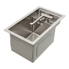 Stainless Steel Single Bowl Kitchen Laundry Sink Hidden Sink W/ Folding Faucet