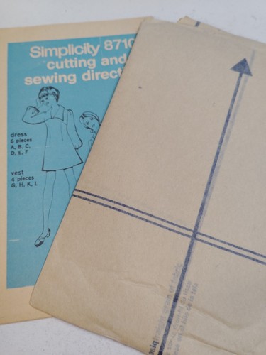 Mini Dress Vest 15 16 JR Teen Simplicity 8710 Sewing Pattern UC VTG Short A Line - Picture 5 of 8