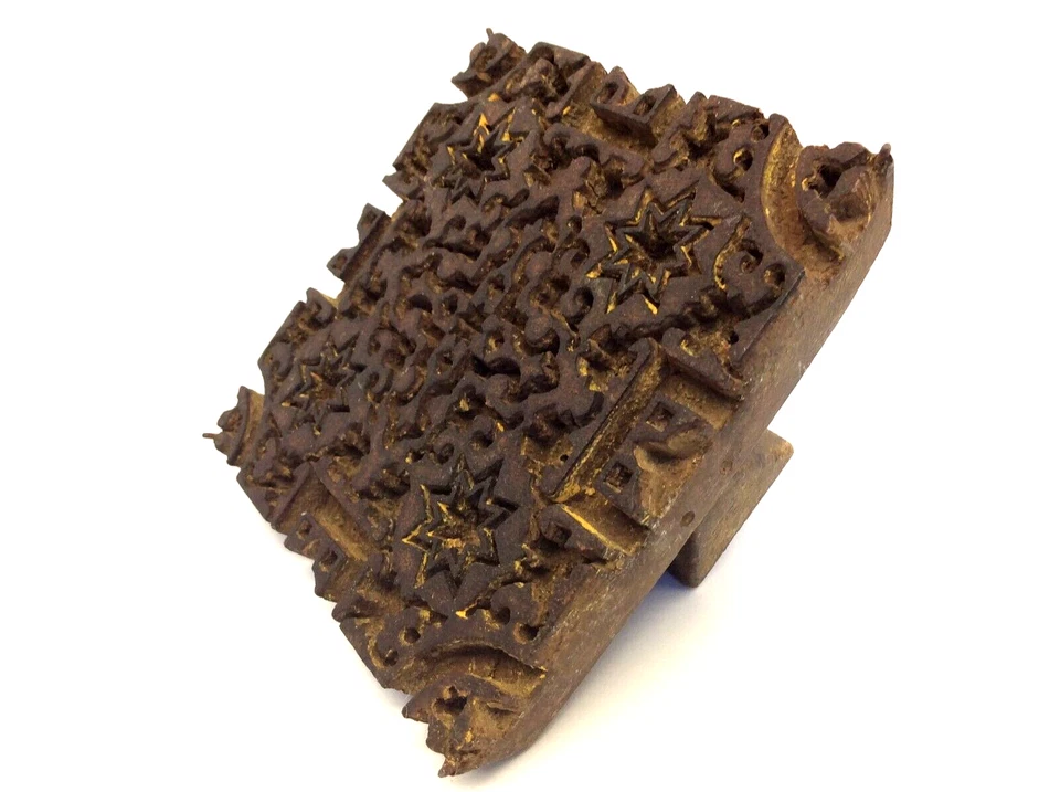 Antique Primitive Star Pattern Stamp Mold Print Making Design Blotter - Image 2 of 4