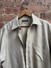 Vintage Sulka Men  s Shirt, Sz Medium, Nude Mercerized Cotton Twill, Italy