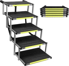 Sturdy 5-Step Aluminum Frame Dog Stair with 1680D PVC Fabric - Non-Slip, Lightwe