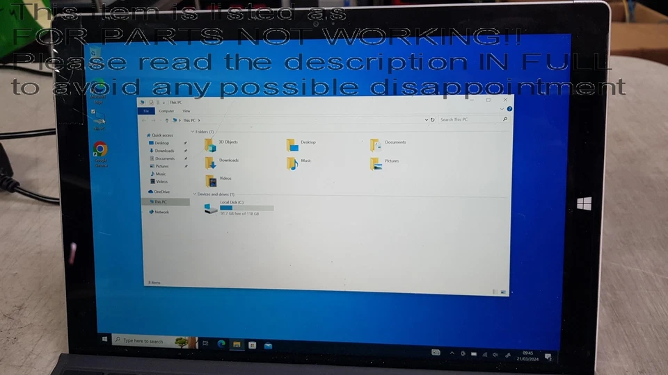DAMAGED READ!! Microsoft 1631 Surface Pro 3 Intel Core i5 4300U, 4GB, 128GB SSD - Image 4 of 4