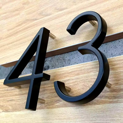 Hausnummer Schwebend 5 Zoll 125 mm Schwarz Gold Silber Handarbeit Modern Tür