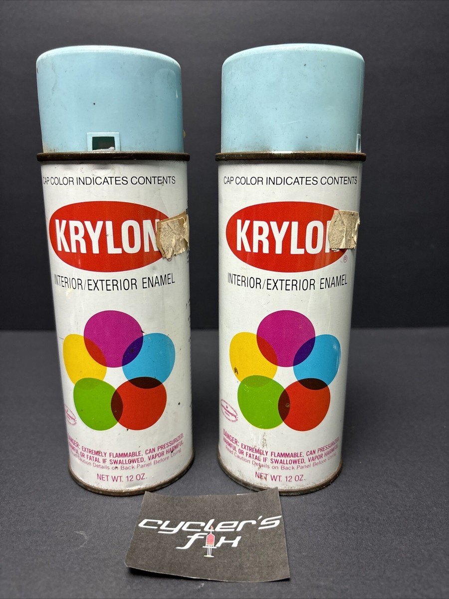 2) Lot Vintage Krylon 1902 Baby Blue Spray Paint Can Graffiti Art