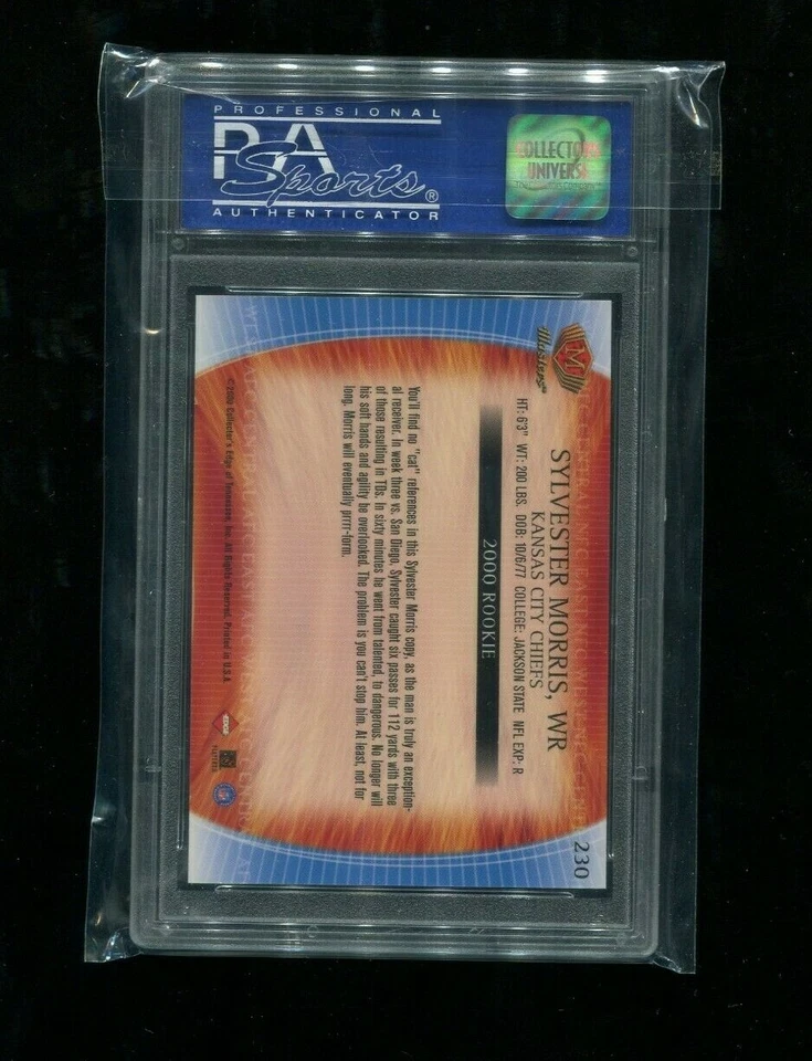 SYLVESTER MORRIS K.C. CHIEFS  2000 COLLECTORS EDGE MASTERS RETAIL #230 PSA 9 - Image 2 of 2