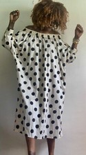 BNWT ZARA STUDIO ECRU & BLACK OFF SHOULDER DOLMEN SLEEVE MIDI DRESS SIZE: MEDIUM