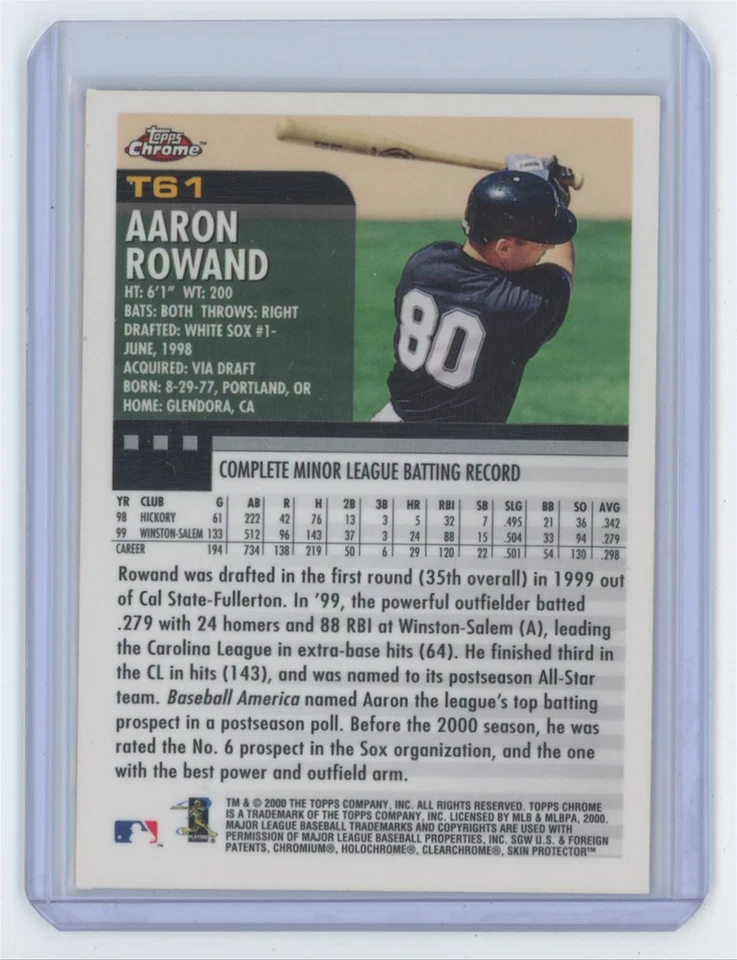 2000 Topps Chrome Traded Aaron Rowand Rookie Baseball Cards #T61 - Image 2 of 2