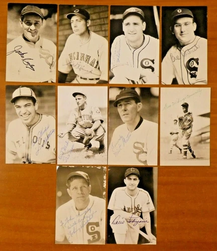 Lot of 10 Signed George Burke Original Baseball Postcards 1940's with HOFers