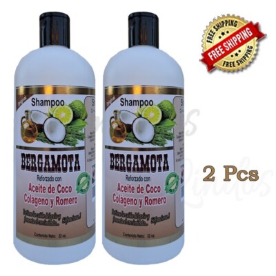 2Pcs Bergamot Shampoo Reinforced with Coconut Oil, Collagen & Rosemary 32 oz ea