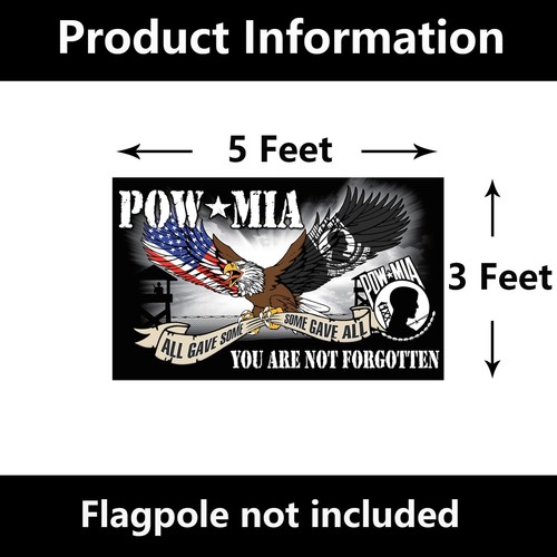 Pow Mia Eagle Flag 3x5 Outdoor Double Sided 3 Ply-Made In USA-Pow Flag Durabl... - Picture 6 of 7