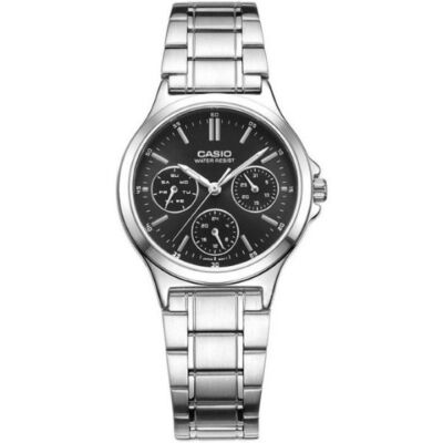 Casio LTP-V300D-1AUDF Women's Standard Stainless Steel Black Dial Analog Watch