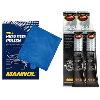 Kunststoff M1 Politur für verchromte Autosol 01 001910 2x 75ml + Mikrofasertuch