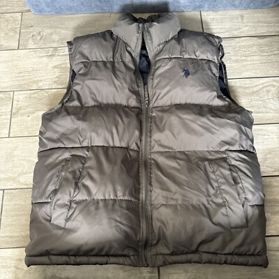 Men's Polo Puffer Vest, Color: Dark Grey Heather Mens