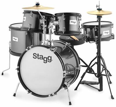 Stagg Complete 5-Piece Junior Drum Set with Hardware - Black -  8/10/10/12/16 882030241321 | eBay