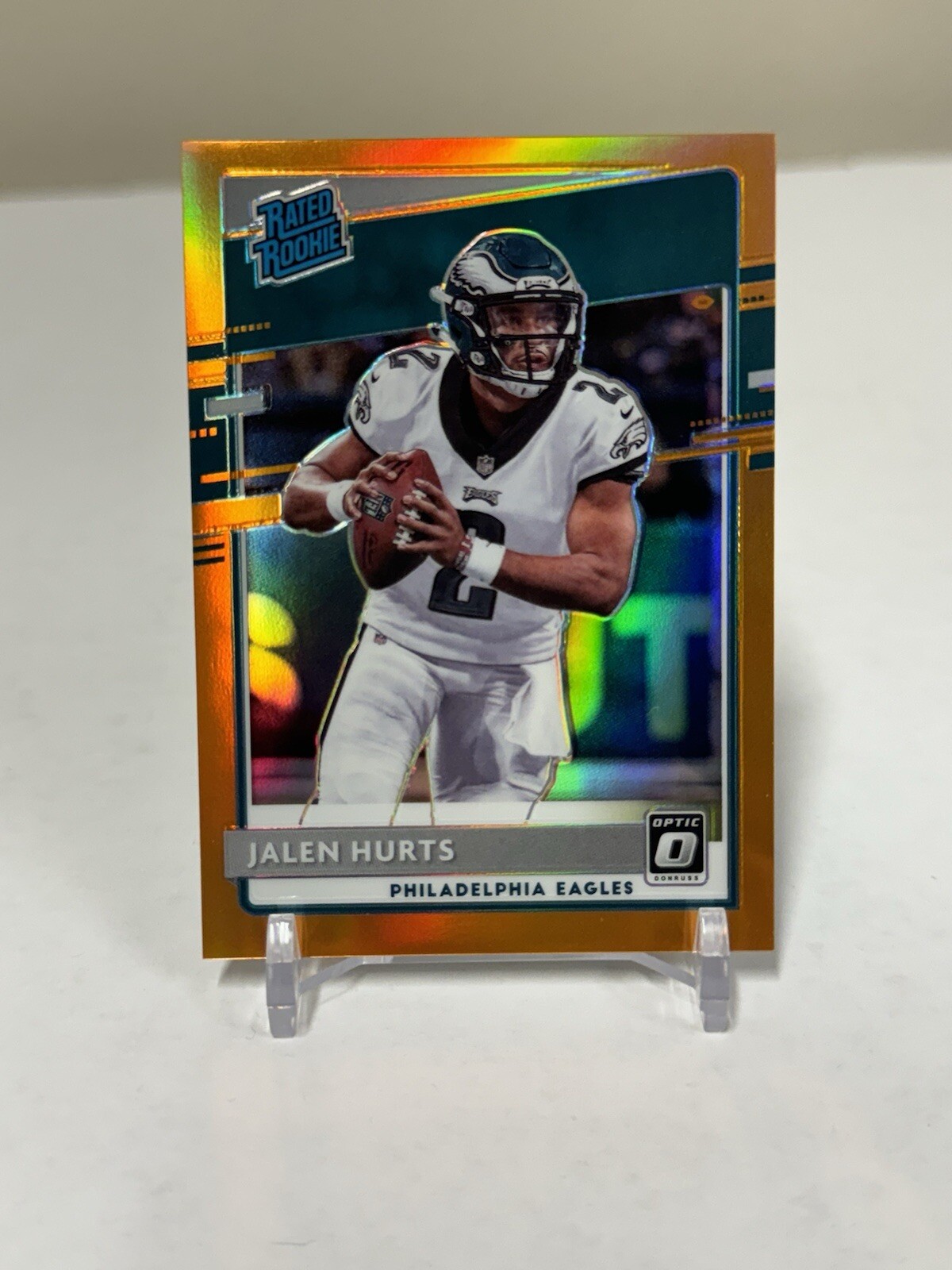 2020 Panini Donruss Optic Jalen Hurts Rated Rookie Rc Orange Holo Prizm 06/199