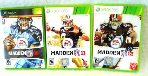 Lot of 3 MADDEN NFL 08, 11, 12 XBOX & XBOX 360 VIDEO GAMES, Complete - Picture 1 of 4