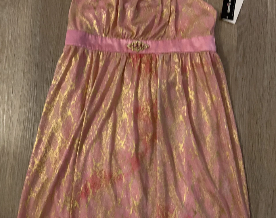 (NWT) Amy’s Closet Girl's Size 16 Pink & Gold Bubble Hem Dress Retails @ $54.00 - Image 4 of 4