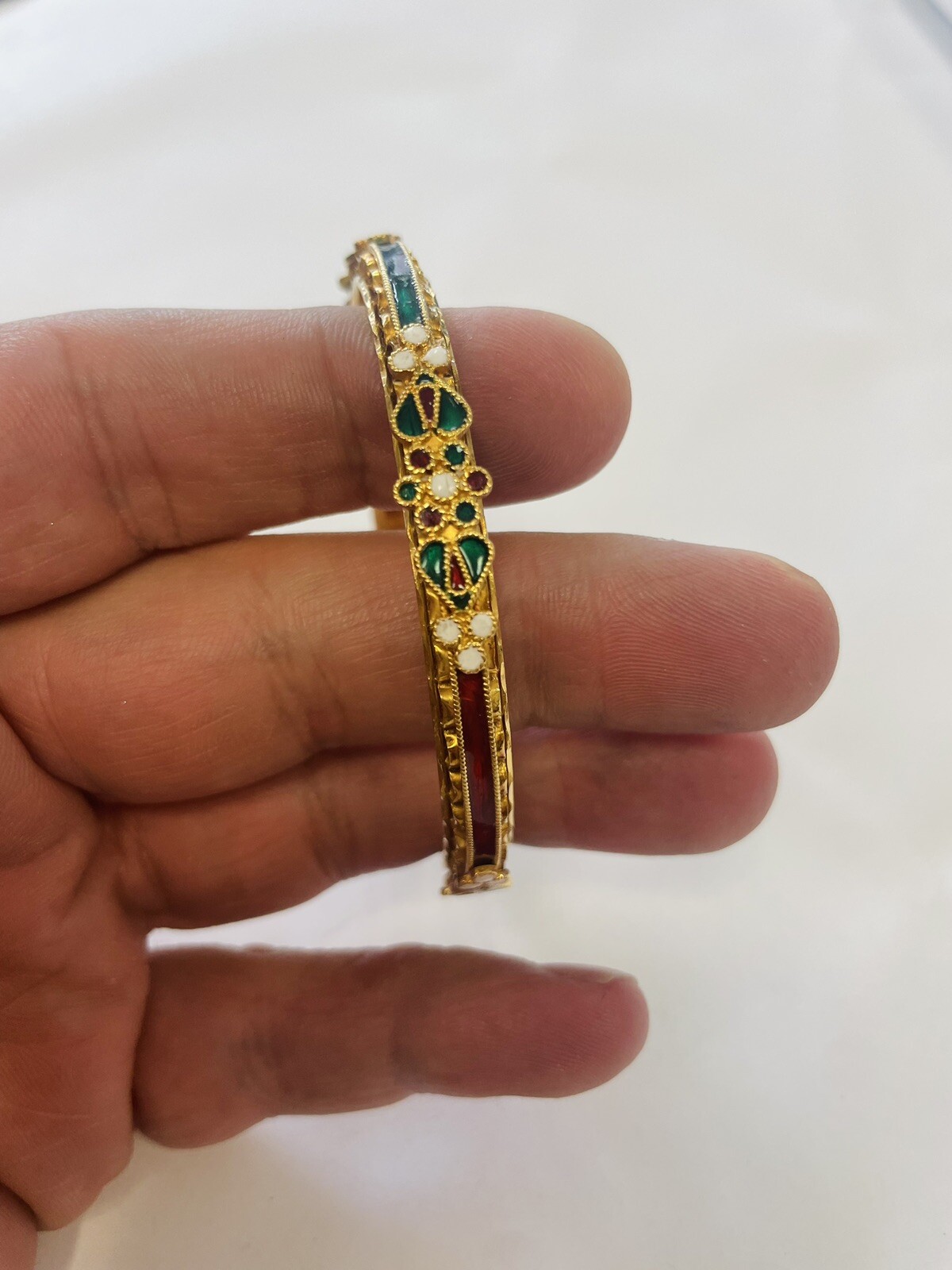 22k Solid Yellow Gold Multi Stone Unique Estate B… - image 1