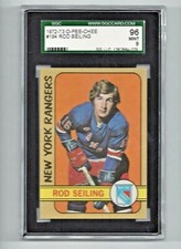 1972 OPC #194 Rod Seiling, SGC 96 MINT 9, New York Rangers NHL Hockey 1972-73