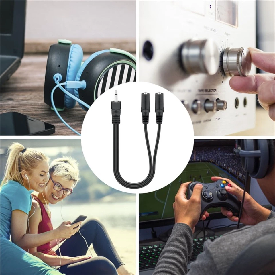 Klinke Y Kabel Splitter 3,5mm St. auf 2x 3,5mm Buchse Stereo Kopfhörer Verteiler - Bild 4 von 4