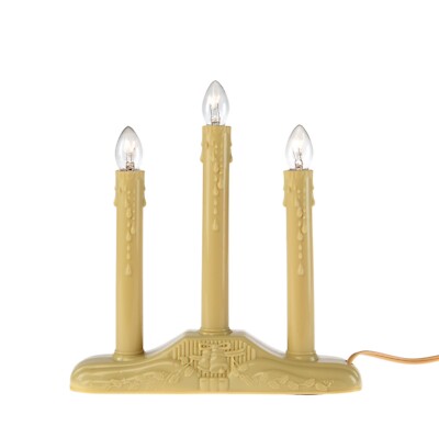 3 Light Electric Candolier Indoor Christmas Candle Lamp Ivory Plastic with Bulbs