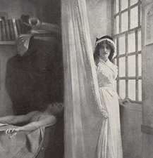 FEMALE ASSASSIN - French Revolution Scene Ghostly Woman 1894 Antique Engraving