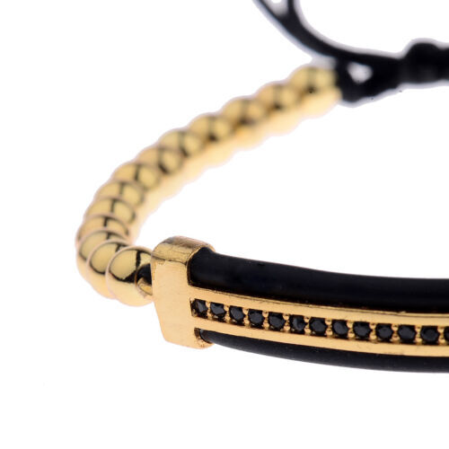 Luxus Herren Micro Pave CZ Krone Disco Ball Streifen geflochten Makramee Armband Armreif - Bild 3 von 22