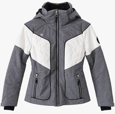 Obermeyer Hooded Colorblock Ski Jacket Gray/White Full Zip Pockets 10-12