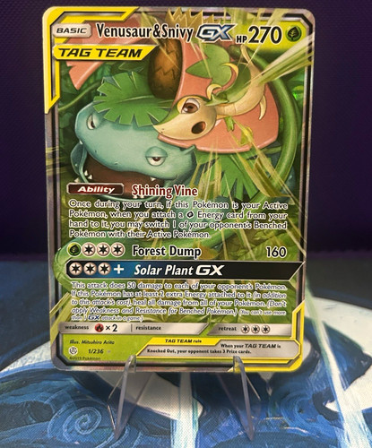 The Pokémon Company Venusaur & Snivy GX 1/236 Cosmic Eclipse Ultra Rare Holo