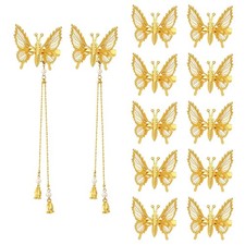 12 PCS 3D Moving Gold Butterfly Hair Clips Tassel Metal Wings 90s Fairy